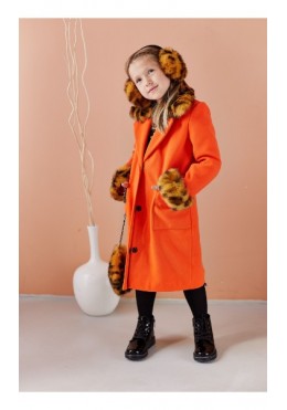 MiliLook пальто для девочки Шанель оранжевое