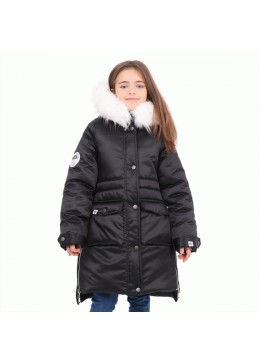 Timbo черная куртка для девочки с серебряной змейкой Ester K032115
