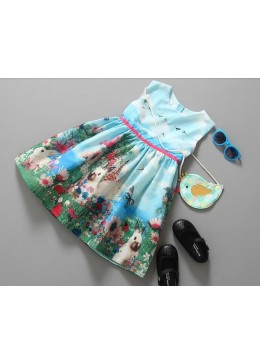 Kimocat голубое хлопковое платье для девочки 11200458
