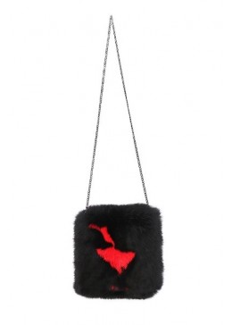 MiliLook сумка из меха кролика для девочки Черная с красным