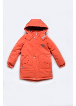 Модный карапуз оранжевая зимняя куртка утепленная флисом 03-01145-1