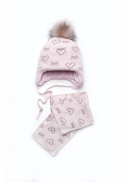Модный Карапуз зимняя шапка с шарфом для девочки Амур