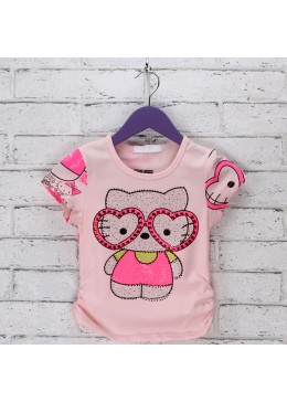 Fashion Childhool розовая футболка с Кити для девочки 19164