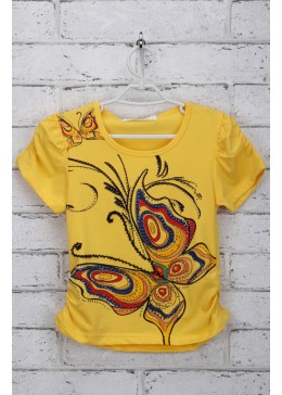 Fashion Childhool желтая футболка с бабочкой для девочки 19165