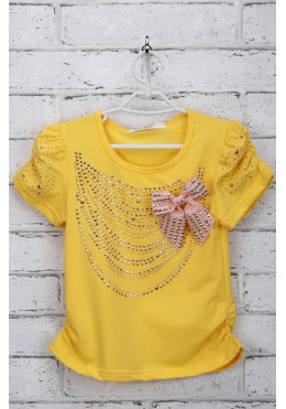 Fashion Childhool желтая футболка с бантиком для девочки 19166