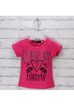 Guess розовая футболка с стразами для девочки 19177