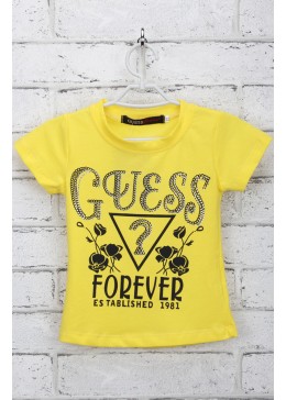 Guess желтая футболка с стразами для девочки 19178