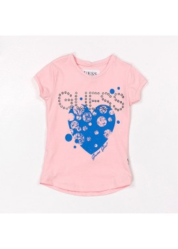 Guess розовая футболка с сердцем для девочки 19042