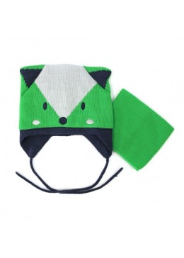 Peluche зимняя шапка и манишка для мальчика 03 BG ACC F16 Vibrant Green