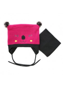 Peluche зимняя шапка и манишка для девочки 40 BF ACC F16 Hot Pink