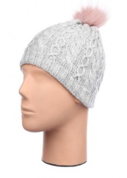 TopHat серая зимняя шапка с помпоном для девочки 8002
