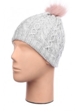 TopHat серая зимняя шапка с помпоном для девочки 8002