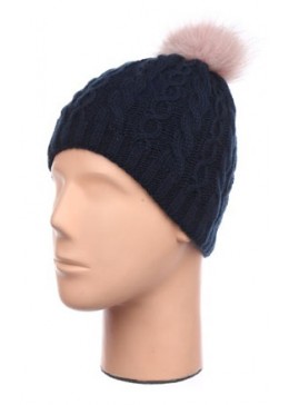 TopHat темно-синяя зимняя шапка с помпоном для девочки 8004