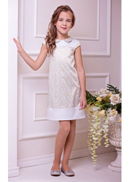 Zironka белое с золотистым нарядное платье для девочки 4012-1