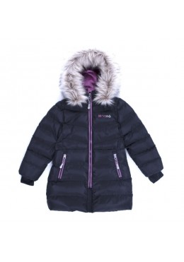 Nano зимнее стеганное пальто для девочки F19M1252 Black/DustLilac
