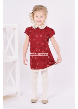 Модный карапуз бордовое платье для девочки "Сердечки" 03-00487