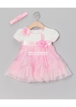 The childrens place розовое нарядное платье для девочки 11215