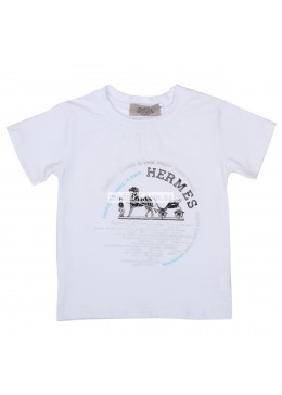 Hermes белая футболка для мальчика 19124