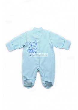 Модный карапуз голубой утепленный человечек для новорожденного 302-00013-0