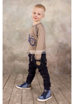 Модный Карапуз синие брюки для мальчика 03-00572