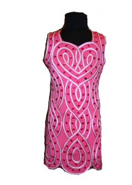 Розовое нарядное платье для девочки 1436