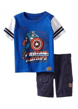Marvel летний костюм футболка и шорты с Капитаном Америка для мальчика 112008