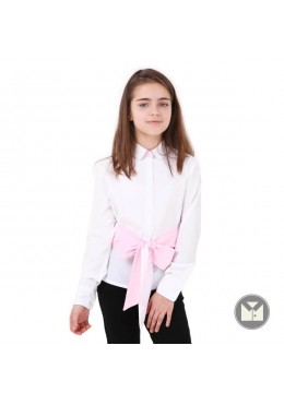 Timbo школьная белая блуза с розовым бантом для девочки Adelina B048147